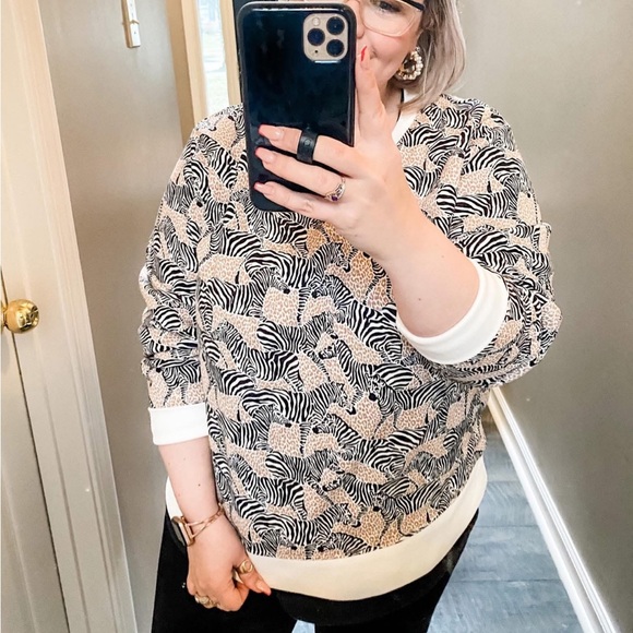 J. Crew Factory Sweaters - J.Crew Factory Zebra Print Crewneck